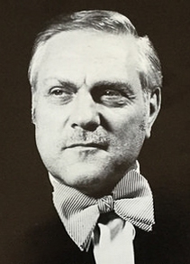 Black and white headshot of Harold Zabrack, composer and pianist, in a bowtie.